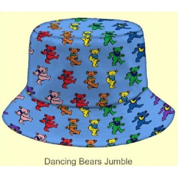 New Dancing Bears Grateful Dead Bucket Hat Adult Sun Summer Outdoor One Size NIP - Picture 1 of 3